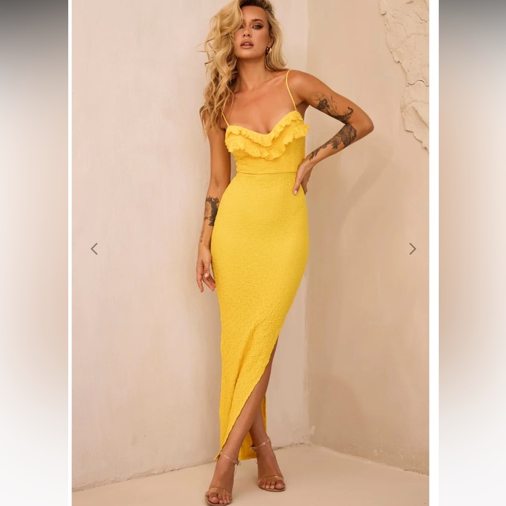 💛🌻🌼 Promenade Yellow Ruffle Maxi Dress - Picture 5 of 6